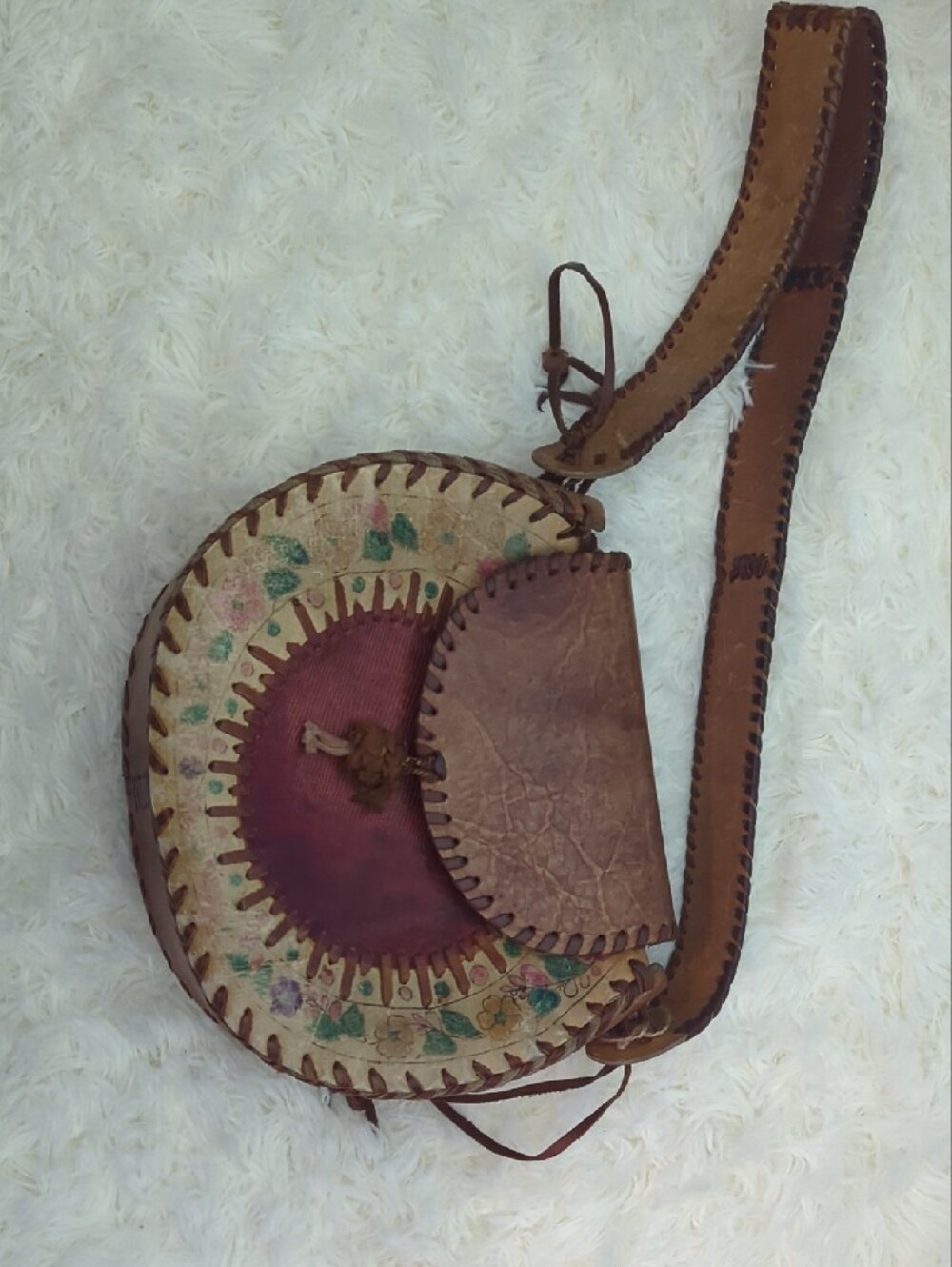 Handcrafted Brown Leather Boho Crossbody Bag